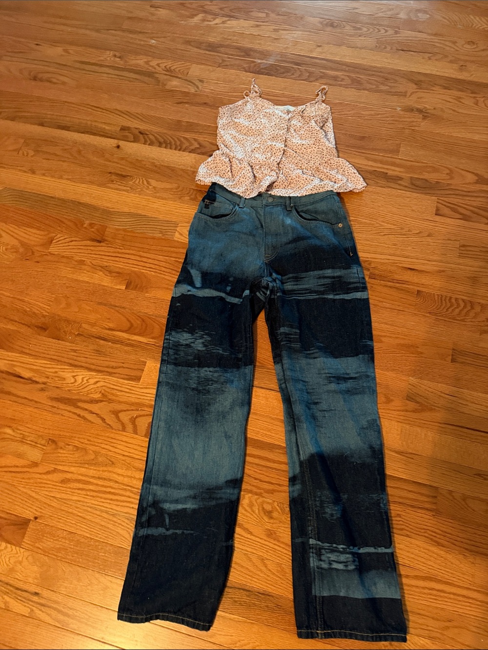 Zoom Dark and Medium Blue Straight-Leg Jeans